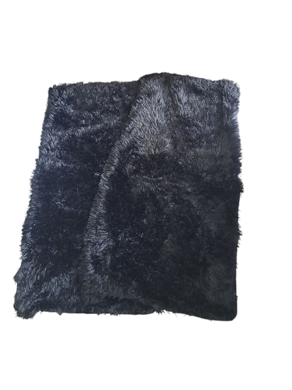 FURRY FUZZY soft cozy plush KING size pillow shams jet black zip back coastal 2